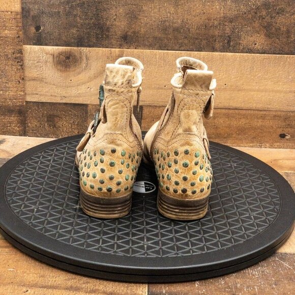 NAYA DISTRESSED TAN LEATHER WOMENS ANKLE BOOTS CASUAL BOOTIES SIDE ZIP SIZE 7.5M - Picture 6 of 8